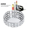 Crystal Tray Round Shape Storage Plate Mirror Base Jewelry Makeup