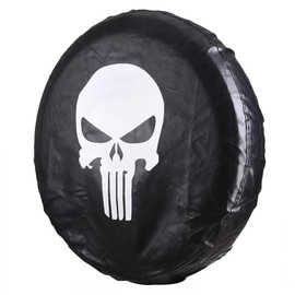 LITTOU Kolome Universal Fit Spare Wheel Cover, Black, 4WD 4x4 (Skull, 16 Inches for Diameter 29 - 31 Inches)