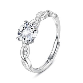 Kakonia Adjustable 925 Sterling Silver Rings for Women Engagement Ring Eternity Promise Ring Wedding Rings Cubic Zirconia Thumb Ring for Women Girls Anniversary Jewellery