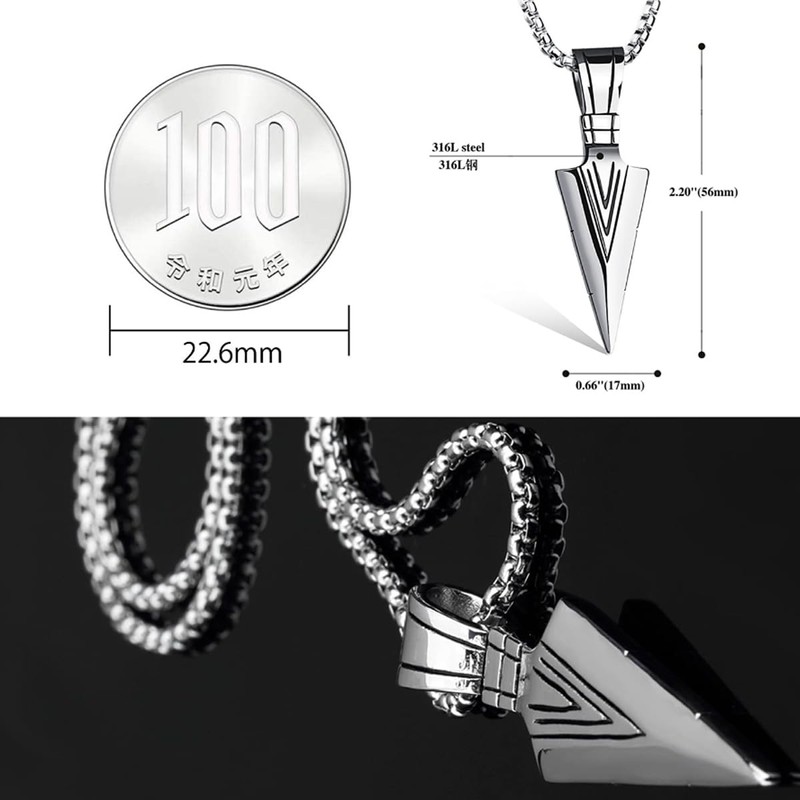 Komorebi Pierce, Men's Necklace, Popular Accessory, Stainless Steel Pendant, Silver