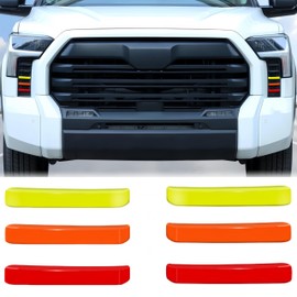 6Pcs for Toyota Tundra Grille Trim at Bottom of Headlamps Tricolor Metal Trim Grille Bezel Trim Left and Right Side Accessories (Yellow Red)