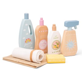 New Classic Toys 18370 Wooden Cleaning Detergents Set, Medium