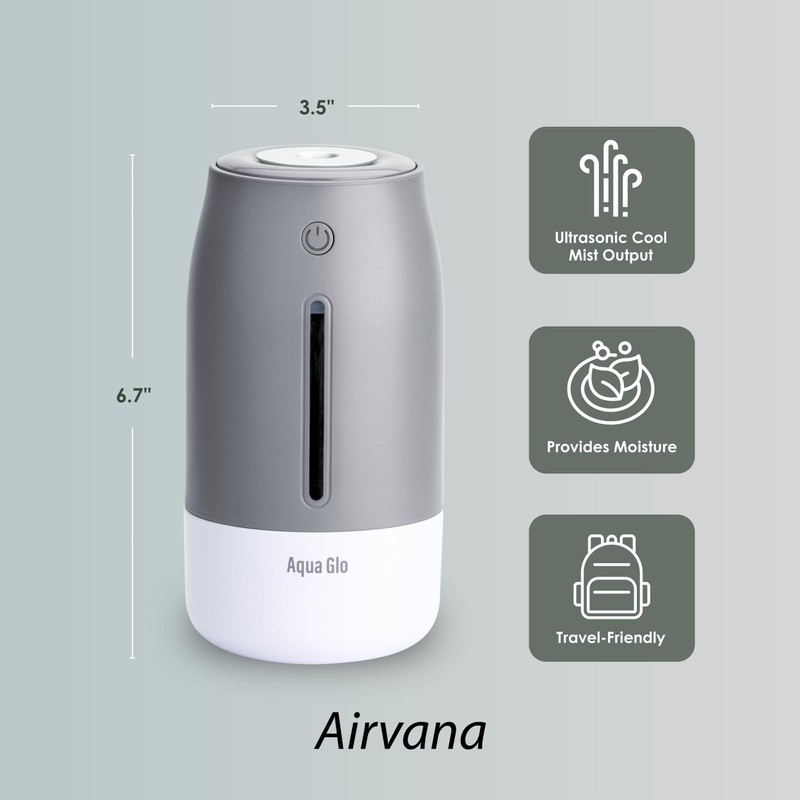 Airvana Aqua Glo Personal, Portable Humidifiers for Bedroom – Ultrasonic