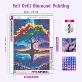 NAIMOER Tree Diamond Painting Kits for Adults Children, 5D Diamond Painting Pictures Tree Adults, DIY 5D Diamond Painting Landscape Diamond Painting Set for Home Decor 30 x 40 cm