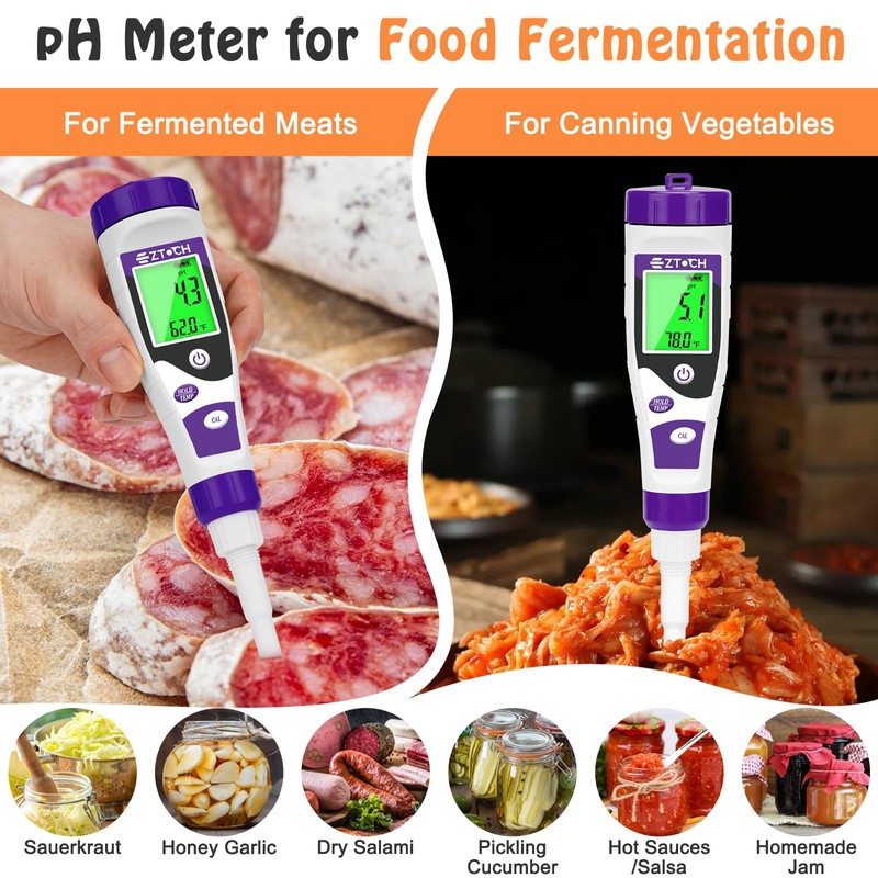 EZTOCH Food pH Meter, Digital pH Meter for Food Fermentation
