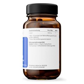 L-Arginin Kapseln hochdosiert, 1240 mg je Tagesdosis, 56 Kapseln - reines L-Arginin HCL aus pflanzlicher Fermentation - Nahrungsergänzung ohne unnötige Zusatzstoffe - Made in Germany