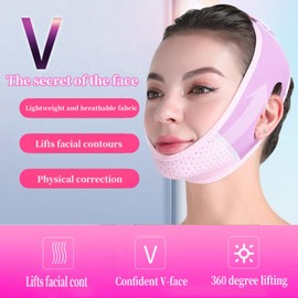 V-Line Lifting Mask, Reusable Double Chin Reducer, Face Slimming & Jawline Sculpting, Anti-Aging Chin Strap for Firm Lifted Skin, Comfortable & Adjustable Design, for Women & Men（Purple）
