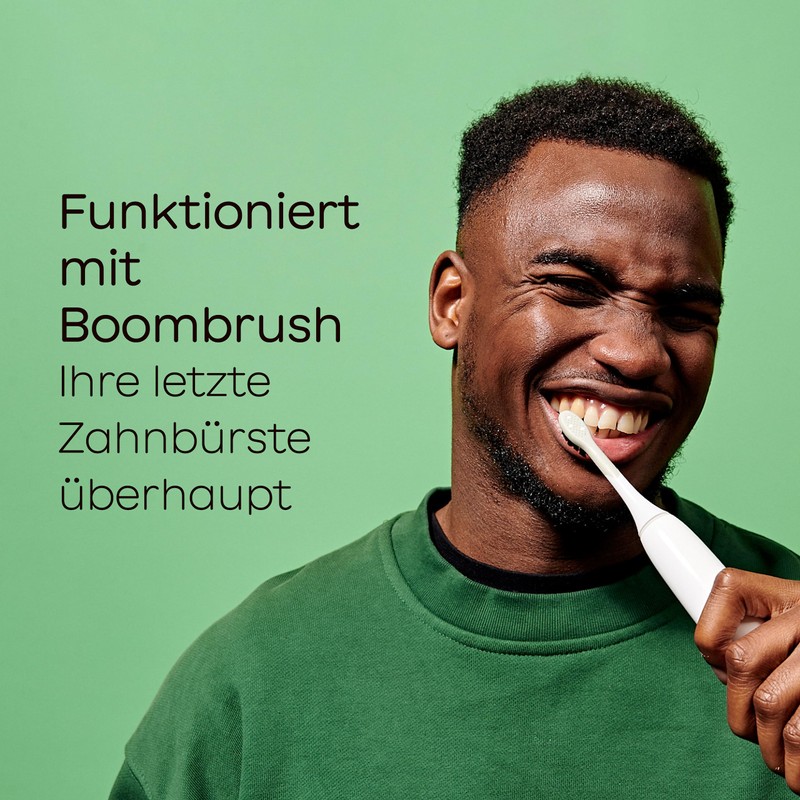 BOOMBRUSH 4x Brush Heads, White, Regular, Super Fine, Strong Bristles,