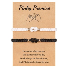 VU100 Gifts for Couple Matching Couple Bracelets Gifts for Him Her Protect Lucky Bracelets Birthday Gifts for Boyfriend Girlfriend Wife Husband Family Best Friend Sister (Black+White)