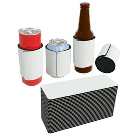 PartyPrints 25 Pack White Blank Slap Wrap Neoprene Can Cooler Sleeves, Customizable Bulk Sublimation Slap Can Coolers, Extra-Thick Collapsible Drink Insulator Sleeve, Beer Can Coolers