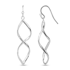 LeCalla Sterling Silver Twisted Drop Earring | 925 Silver Statement Dangly Earrings | Lightweight Ear-Wire Figure Eight Dangle Earring for Women - 50mm