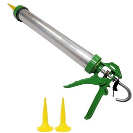SAUSAGE CAULK GUN KIT- 20 oz/600ml - Manual Drive - 18:1 Thrust - Metal Body - 16" Aluminum Tube - Easy responsive grip