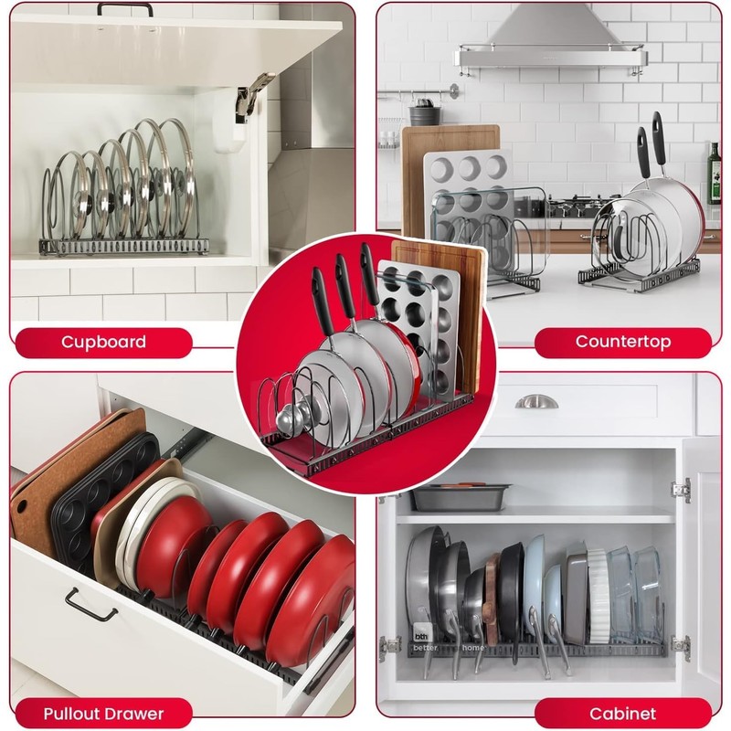 Better Things Home 7.5” Wide 12-Slot Adjustable Large Pan and