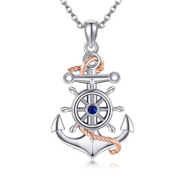 YAFEINI Anchor Necklace 925 Sterling Sliver Cubic Zirconia Anchor Pendant For Women Sailor Necklace Nautical Jewelry Presents With 18+2 Chain
