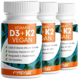 Vitamin D3 K2 Vegan - 360 Tablets with 5000 IU D3 + 200 mcg K2 (MK7) - Vitamin D3 Optimal High Dose and Vegan - Vitamin K2 in Bioactive MK7 Form - Laboratory Tested with Certificate