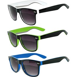 OWL Classic Vintage Two Tone Sunglasses 3 Pairs – Yellow, Blue, White