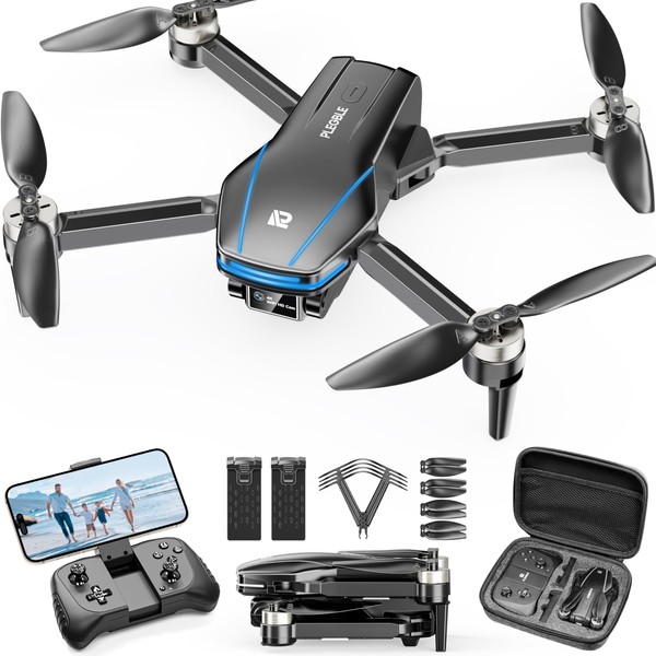 PLEGBLE Drone with Camera 4K for Kids Adults, Brushless Motor