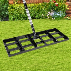 Lawn Leveling Rake, 30"x10" Stainless Steel Lawn Leveler with 76" Adjustable Handle, Heavy-Duty Yard Leveling Rake for Garden, Golf Course, Farm, Pasture, Professional Lawn Care Tool