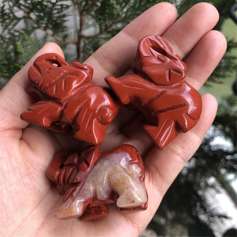 favoramulet Red Jasper 1.5" Handcarved Stone Elephant Statue Pocket Healing