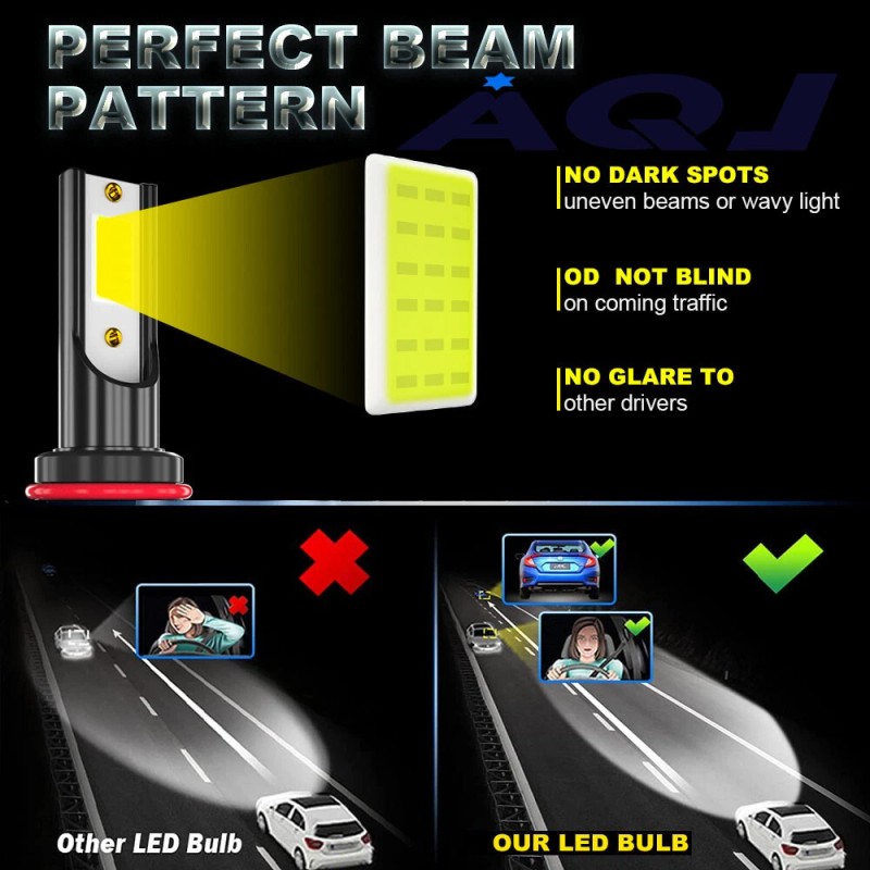AQJ 9005 9006 LED Headlights Kit Combo Bulbs Blue 8000K