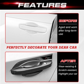 x xotic tech Exterior Door Handle & Bowl Cover Trim Combo Kit, Carbon Fiber Pattern, Compatible with Honda Civic 2022 2023 2024 2025, Accord CRV HRV 2023 2024 2025