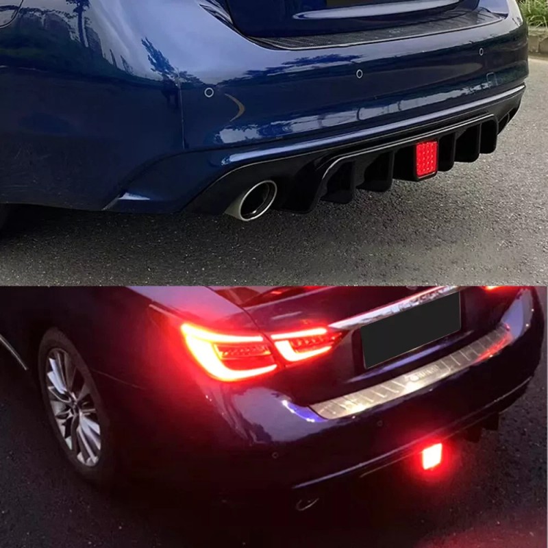 WENQI Glossy Black Rear Bumper Diffuser & Rear Spoiler Fit