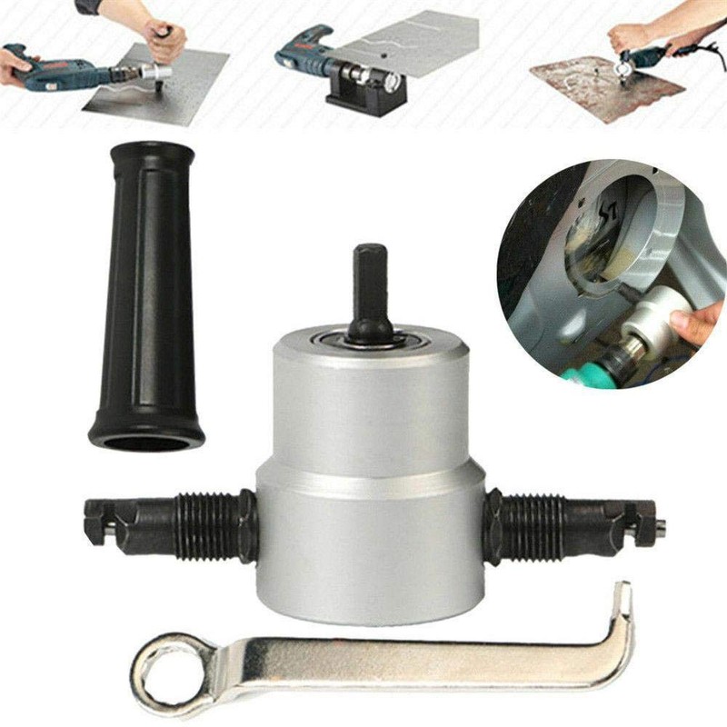Double Head Metal Sheet Nibbler Cutter Hole Saw Drill Attachment