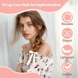 2 x Hair Bows - Elegant Women's Hair Bows, French Hair Clips - Perfect for Stylish Hairstyles (Beige/Black)