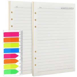 2 Packs A5 Refills Ruled Lined Paper, 120 Sheets/240 Pages A5 Refill Pad, 160 PCS Index Tabs with Ruler 6 Hole Loose Leaf Punched Paper Refill Pad for Planner, Diary, Class Meeting Records