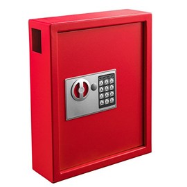 AdirOffice Secured 40-Key Cabinet with Digital Lock - Wall Mount Slim Key Storage Box - Space Saving Steel Box with Programmable Electronic Lock Use in Car Repair Shops Hotels Valet Services and More