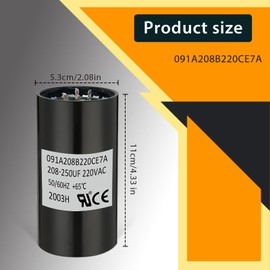 xicbie 208-250 MFD (uF) 220v high Performance Motor Start Capacitor,Replacement HP Motor Start Capacitor, Compatible Replacement for 275463111, 2823028110, 2823028310 and TCB30M230DLX