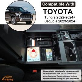 Aunginsy Armrest Box Storage Box Compatible with Toyota Tundra 2022-2024 and Sequoia 2023-2024 Center Console Organizer Tray Armrest Storage Box Secondary Container Insert ABS Interior Accessories