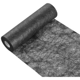 Anstore Black Table Runner, 30M x 23 cm Non-woven Table Runner Roll with 150pcs Rhinestone, Gift Floral DIY Wrapping Table Ribbon Decoration for Event Wedding Christmas Party Communion