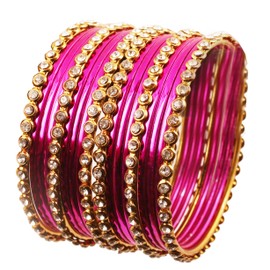 Touchstone "Colorful Collection Indian Bollywood Alloy Single Line Clear Rhinestone And Textured Color Bangle Bracelets Set of 18 In Antique Gold Tone For Women., XL - Circ 8.6 in-Indn Size 2.12-Dia