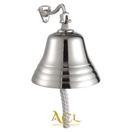 ACL Bar Accessories for Home Pub Hand Bell – Wall Mounted Bar Bell Nautical Decorations – Unique Silver Bell with Crisp Loud Sounds Ideal for Christmas, Reception, Pubs 5 Inch
