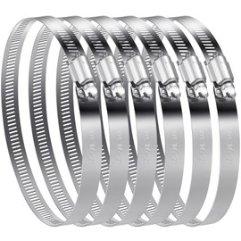 6 Pcs Hose Clamps Set, Adjustable 105-127mm Range Hose Clips, 304 Stainless Steel Hose Pipe Tube Screws Clips Clamps Assortment Kit for Water Gas Pipe Automotive Hose Tube