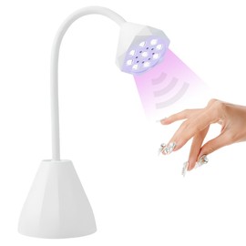 UV LED Nail Lamp with Smart Sensor, Portable Rechargeable Mini Lotus Hands Free Light Rotatable Cordless Nail Dryer Quick Dry Nail Gel Polish Curing Lamp Gooseneck Flash Cure Light for Home & Salon