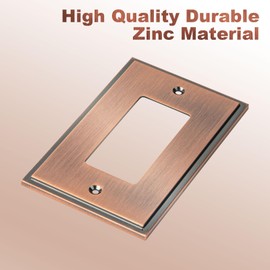 Henne Bery Soft Modern Decorative Wall Plate Switch Plate Outlet Cover (Single Decorator 2PK, Antique Copper)