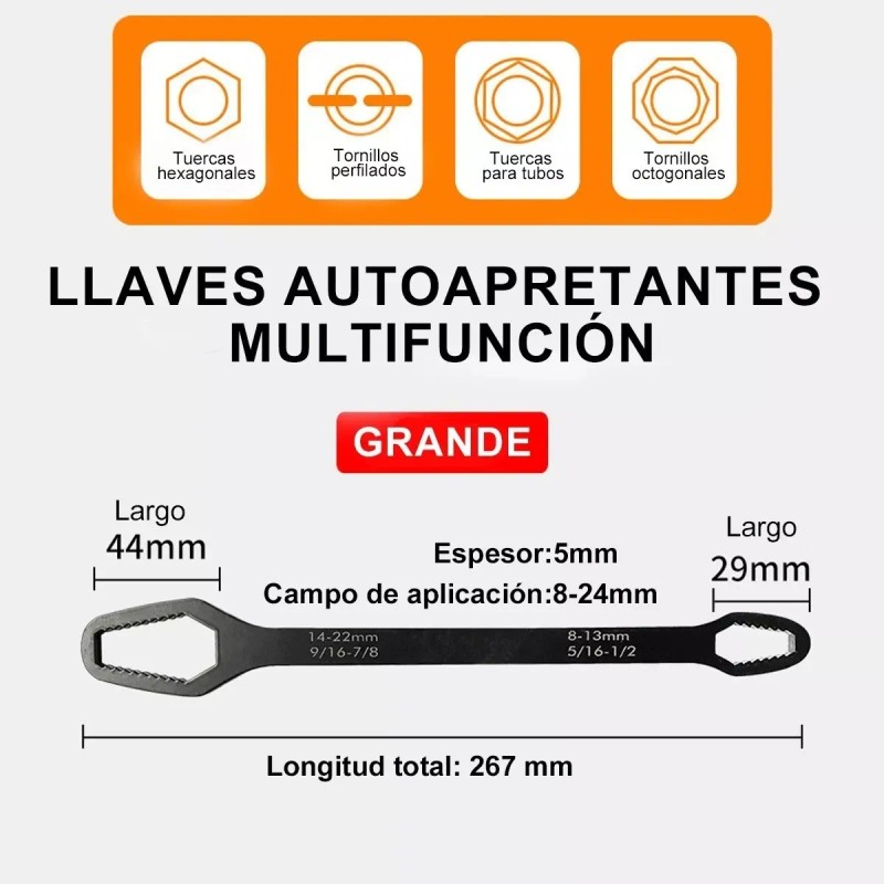 Llave Inglesa Universal Ajustable Doble Boca 15cm+24cm 2 Pzs