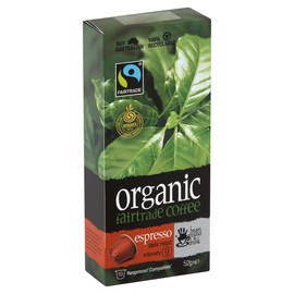 bean ground & drunk Organic Fairtrade Espresso coffee 10 aluminium capsules