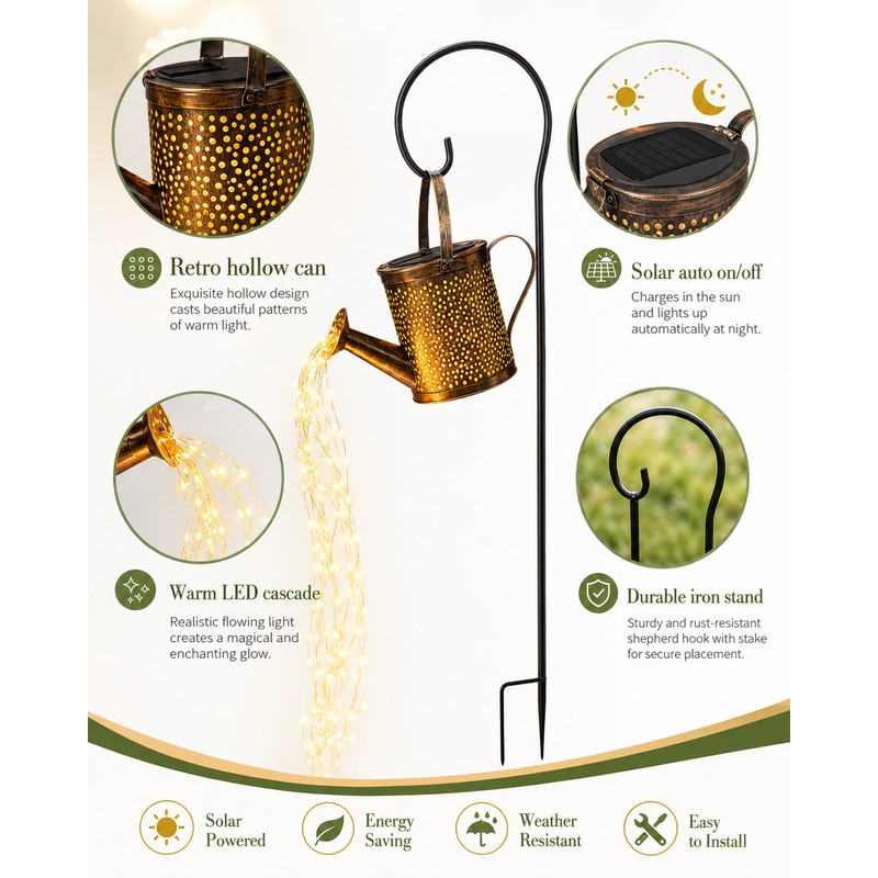 Solar Watering Can Garden Light for Outdoor Decor – Cascading