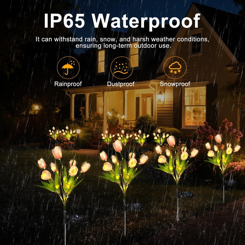 Aolyty Solar Garden Lights Outdoor, Solar Tulip Lights 2 Pack