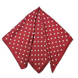 Shanlin Silk Feel Solid Color Square Scarves 27" X 27”(Red Polka Dots)