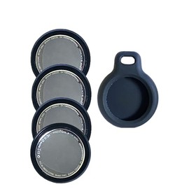 QCOQ Air Tracker Tags Black/4 Pcs | Bluetooth Trackers Work with Apple Find My (iOS Only), Smart Tag with Protective Case/Keychain, Item Finders for Luggage/Key/Suitcases, 20250528-00