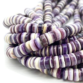 ABCGEMS 2-Tone Lavender Wampum Shell Beads - Atlantic Coast of USA - NY, MA, RI, CT, NJ, DE (America's First Currency from 1637-1673) Native American Style Rondelle Heishi 10mm (Half Strand)