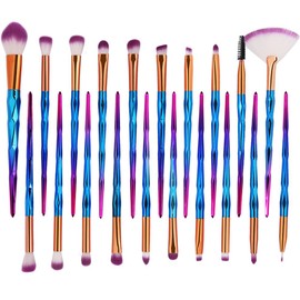 KOLIGHT® Juego de 20 brochas de maquillaje para sombra de ojos, delineador de ojos, cejas, labios, nariz, base de maquillaje en polvo (morado)