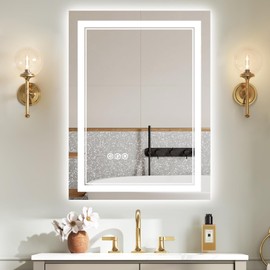 TIFULLHOME 24x32 Inch Led Bathroom Mirror with Front and Backlit, Anti-Fog, CRI90+, 3 Colors, Dimmable Vanity Mirror with Lights, Top Tempered Glass, ETL Listed, Wall Mounted (Horizontal/Vertical)