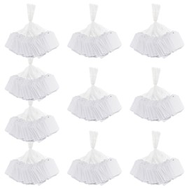 White Price Tags with String - Cuttte 1000PCS Pre-Strung Paper String Tags for Pricing, Hanging Garage/Yard Sale Clothing Jewelry Merchandise for Labeling 1.75 x 1.1 Inch