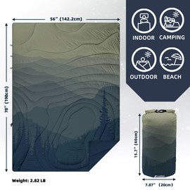 KawaGebo Kamp Outdoor Puffy Camping Blanket, Lightweight Windproof Warm Stadium Blanket, Packable Travel Camping Quilt for Cold Weather，Hiking, Backpacking,Sleeping, Hammock, Adventure 78"x 56"