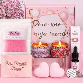 Set de Baño y spa Corporal, Regalos para San Valentin, Velas de Aromaterapia, Crema de Manos, El regalo Perfecto para Amigas, Madres y Hermanas, un